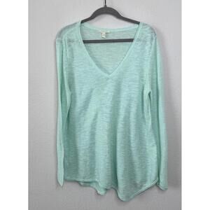 Eileen Fisher‎ Sweater Women’s L Organic Linen Blend V Neck Pullover Knit Top